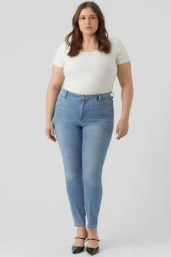 Vero Moda Curve Jeans|Calças-Jeans cigarro tamanho grande Azul