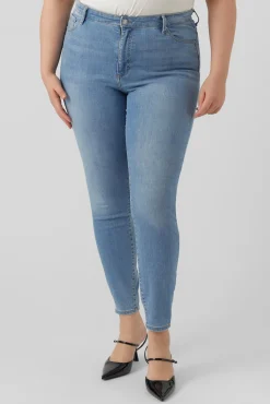 Vero Moda Curve Jeans|Calças-Jeans cigarro tamanho grande Azul