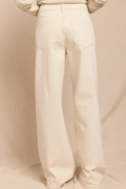 Slowlove Jeans|Calças-Jeans de botões largos Ecru