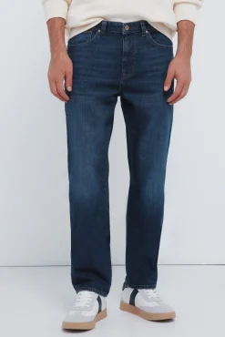 Springfield Jeans-Jeans de corte regular com lavagem escura azul