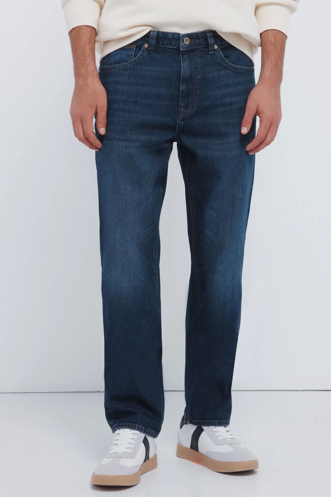 Springfield Jeans-Jeans de corte regular com lavagem escura azul