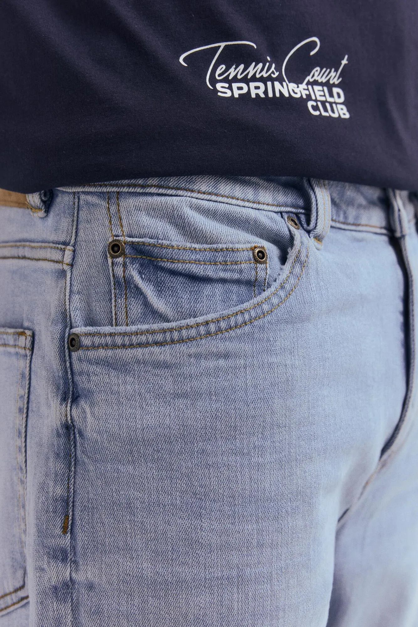 Springfield Jeans-Jeans de corte reto com lavagem clara azul