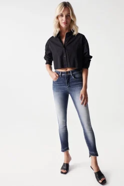 Salsa Jeans Jeans|Calças-Jeans faith push in cropped lavagem premium Azul