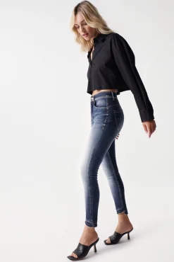 Salsa Jeans Jeans|Calças-Jeans faith push in cropped lavagem premium Azul