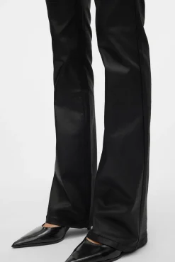 Vero Moda Jeans|Calças-Jeans largos femininos com efeito polipele Preto