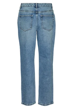 Vero Moda Jeans|Calças-Jeans retas de cintura média Azul