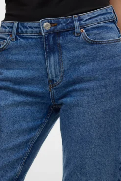Vero Moda Jeans|Calças-Jeans retas de cintura média Azul