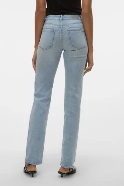Vero Moda Jeans|Calças-Jeans retas de cintura subida Azul