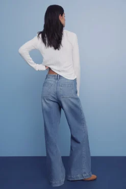 Springfield Jeans-Jeans super flare confortável azul