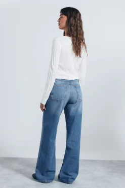 Springfield Jeans-Jeans wide leg azul