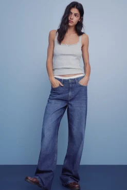 Springfield Jeans-Jeans wide leg azul
