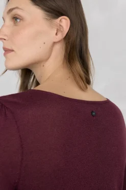 Pedro del Hierro Camisolas-Jersey brilhante com babados Bordeaux