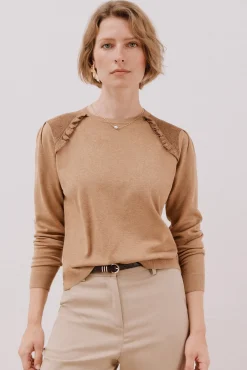 Cortefiel Camisolas-Jersey com acabamento em babados Tostado