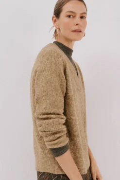 Cortefiel Camisolas-Jersey com bico salpicado Tostado