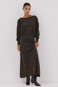 Cortefiel Camisolas-Jersey cuello drapeado. Dourado