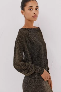 Cortefiel Camisolas-Jersey cuello drapeado. Dourado