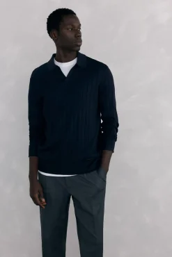 Pedro del Hierro Camisolas-Jersey de caxemira de seda e algodão estruturado premium Preto