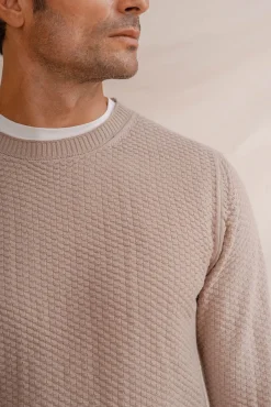 Celopman Camisolas-Jersey de malha estruturada bege