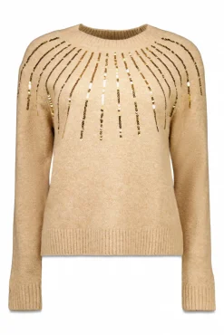 Cortefiel Camisolas-Jersey delantero lentejuelas. Tostado