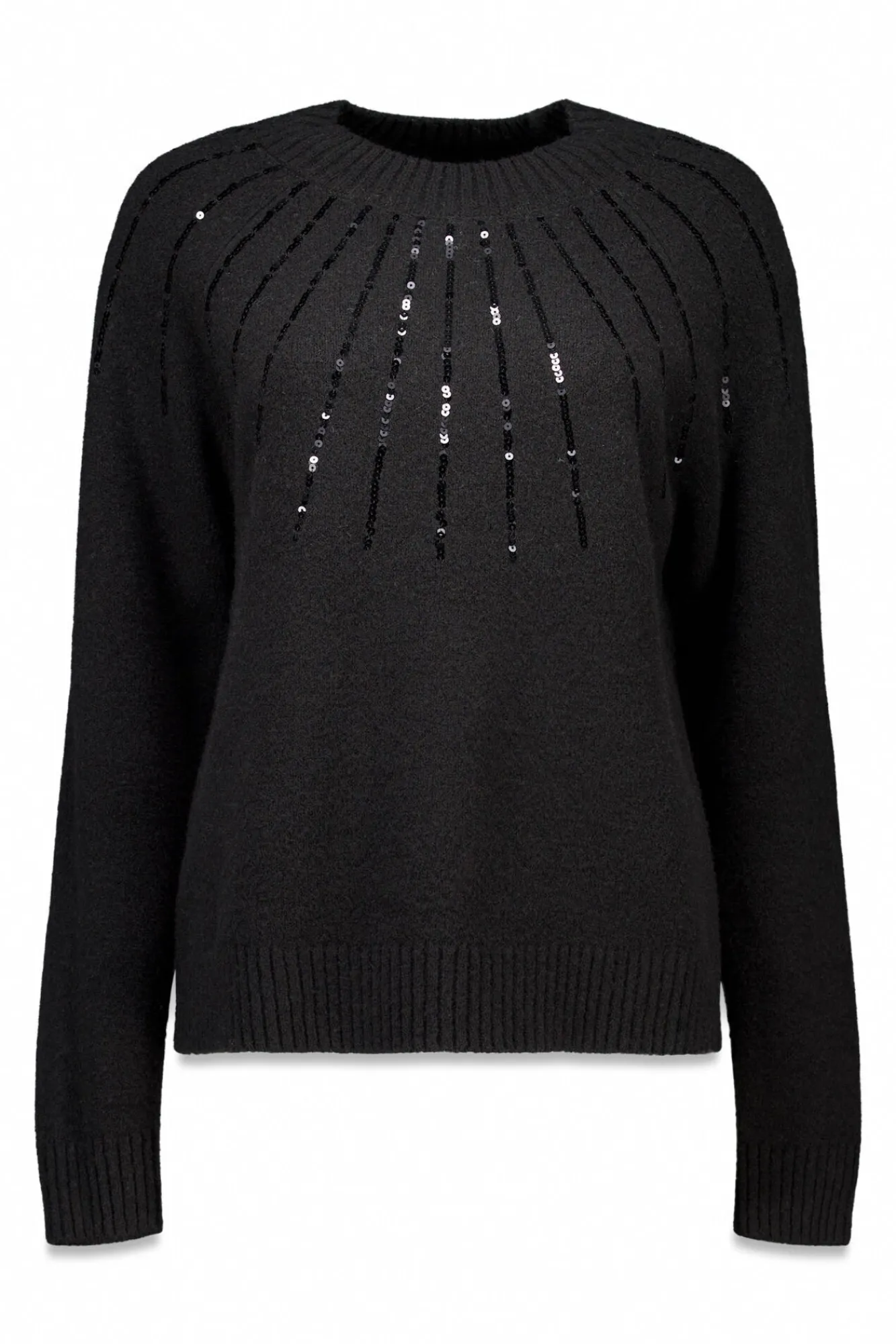 Cortefiel Camisolas-Jersey delantero lentejuelas. Preto