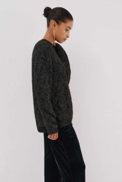 Cortefiel Camisolas-Jersey delantero lentejuelas. Preto