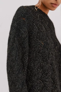 Cortefiel Camisolas-Jersey delantero lentejuelas. Preto