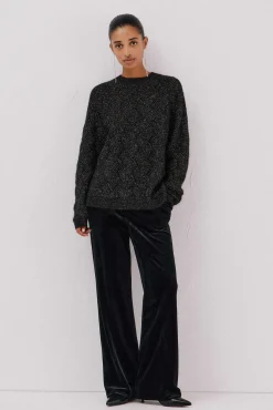 Cortefiel Camisolas-Jersey delantero lentejuelas. Preto