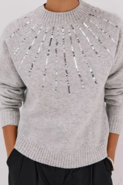 Cortefiel Camisolas-Jersey delantero lentejuelas. Cinzento