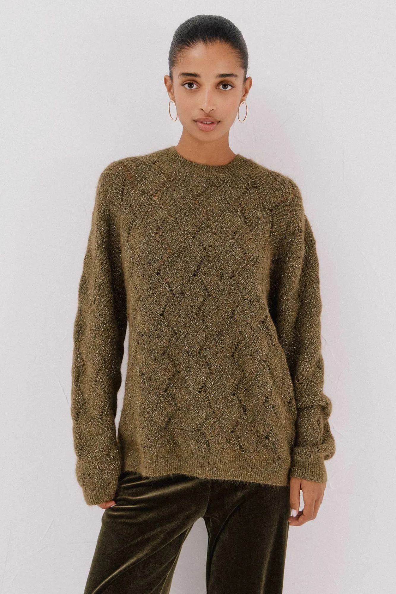 Cortefiel Camisolas-Jersey delantero lentejuelas. Verde