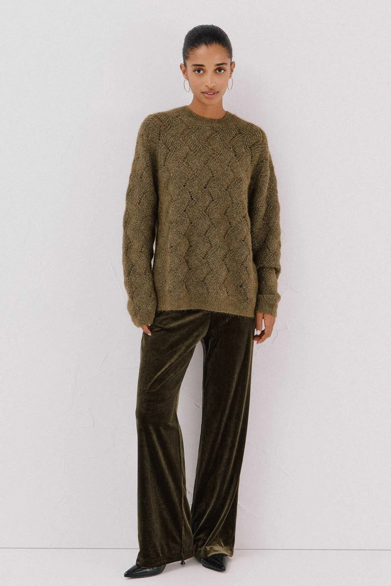 Cortefiel Camisolas-Jersey delantero lentejuelas. Verde