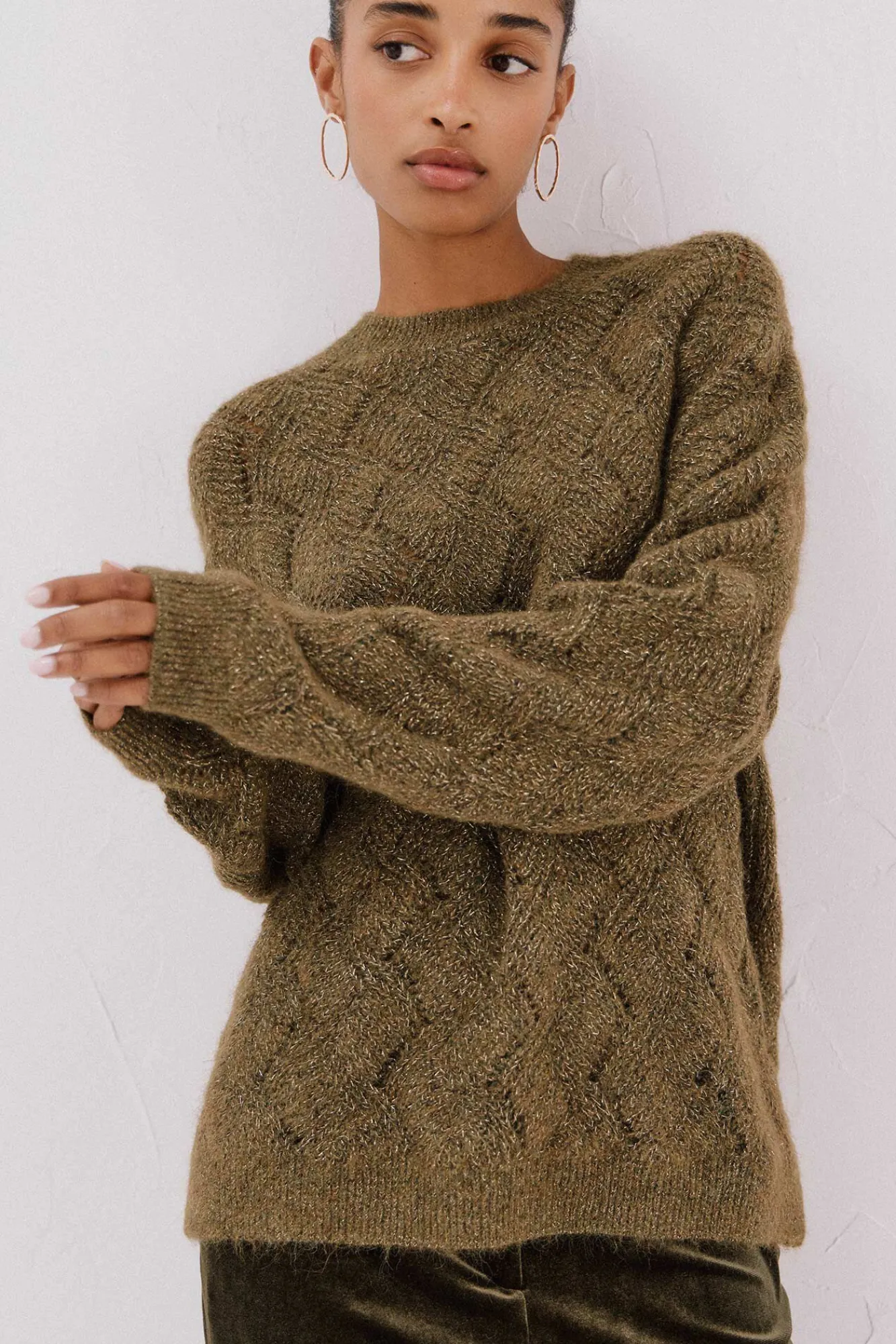 Cortefiel Camisolas-Jersey delantero lentejuelas. Verde