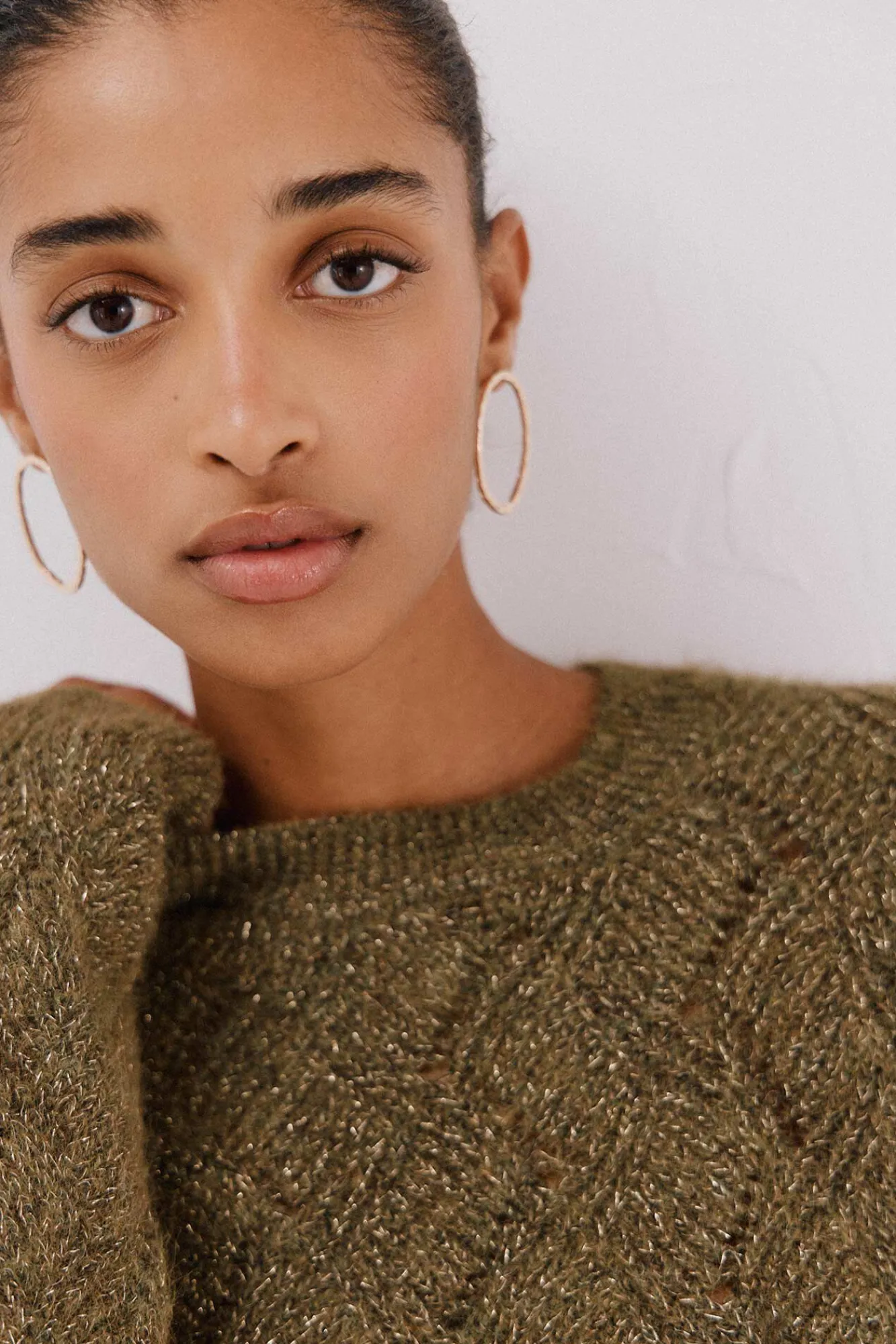 Cortefiel Camisolas-Jersey delantero lentejuelas. Verde