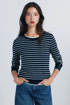 Springfield Camisolas-Jersey fino com botões e punhos azul