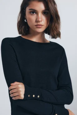 Springfield Camisolas-Jersey fino com botões e punhos preto