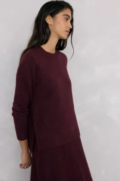 Pedro del Hierro Camisolas-Jersey mesclado com fendas laterais Bordeaux