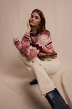 Slowlove Camisolas-Jersey ondas multicolor Tostado