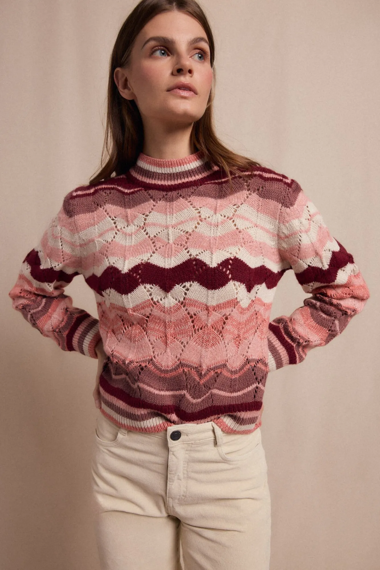 Slowlove Camisolas-Jersey ondas multicolor Tostado