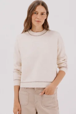 Cortefiel Camisolas-Jersey Perkins contrastes Ecru