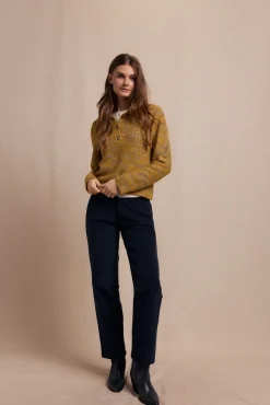 Slowlove Camisolas-Jersey polo jaspeado Dourado