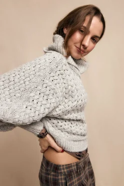 Slowlove Camisolas-Jersey punto cesta Cinzento