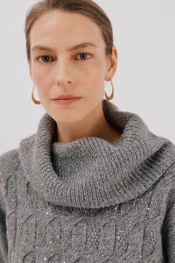 Cortefiel Camisolas-Jersey punto lentejuelas Cinzento