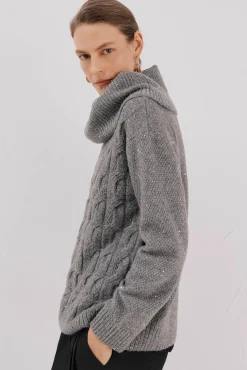 Cortefiel Camisolas-Jersey punto lentejuelas Cinzento