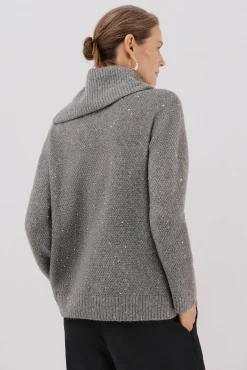 Cortefiel Camisolas-Jersey punto lentejuelas Cinzento