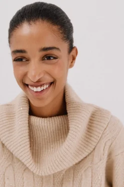 Cortefiel Camisolas-Jersey punto lentejuelas Tostado