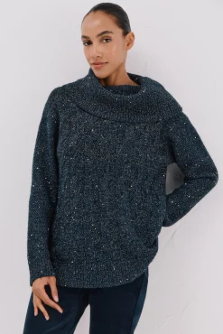 Cortefiel Camisolas-Jersey punto lentejuelas Azul