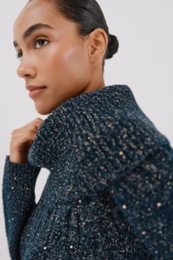 Cortefiel Camisolas-Jersey punto lentejuelas Azul