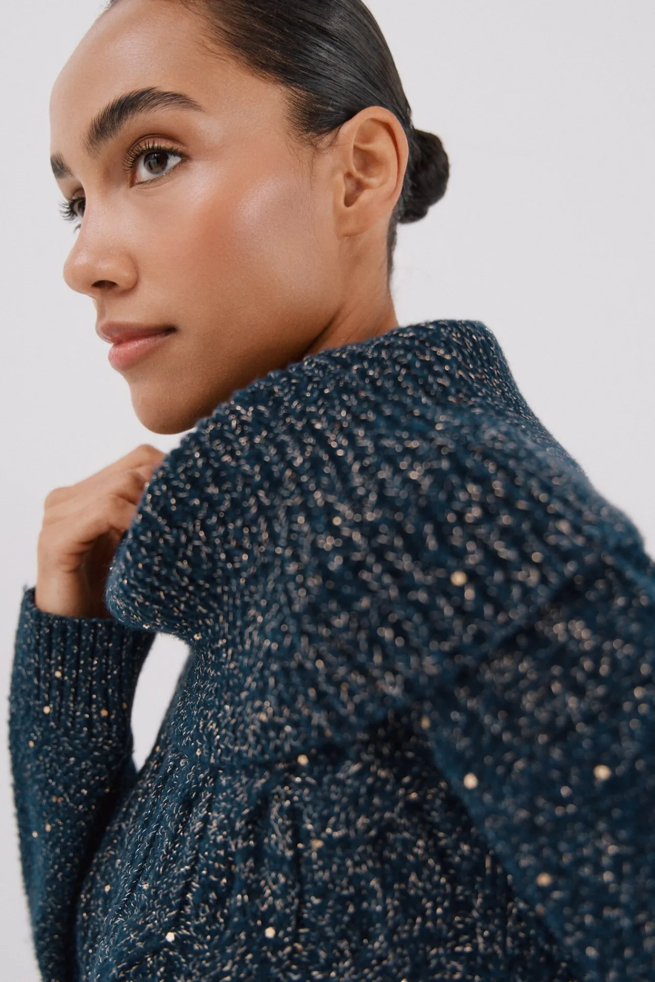 Cortefiel Camisolas-Jersey punto lentejuelas Azul