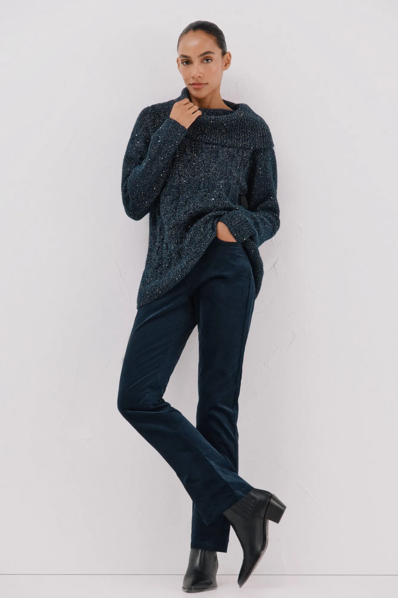 Cortefiel Camisolas-Jersey punto lentejuelas Azul