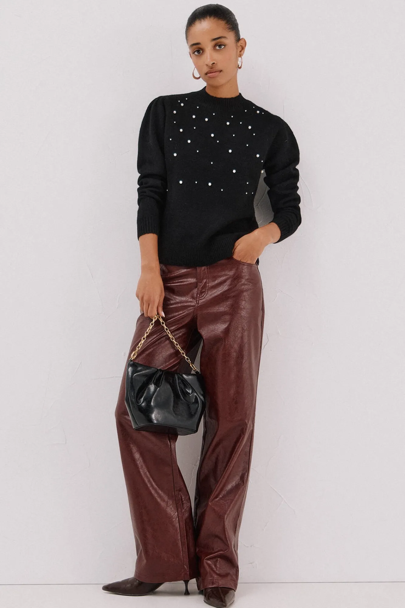 Cortefiel Camisolas-Jersey punto perlas Preto