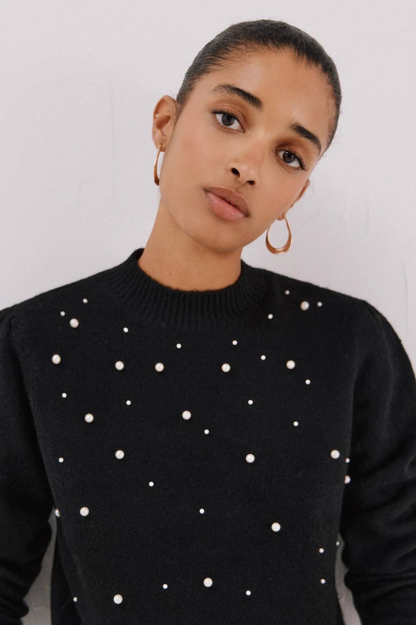 Cortefiel Camisolas-Jersey punto perlas Preto